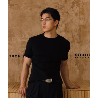 NOFAITH正肩小领口修身螺纹小袖口t恤男夏季凉感健身Slimfit短袖