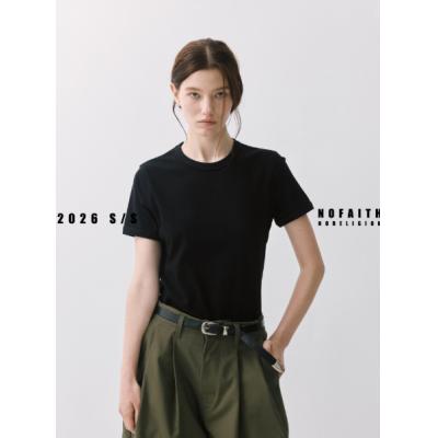 NOFAITH正肩小领口修身螺纹小袖口t恤男夏季凉感健身Slimfit短袖